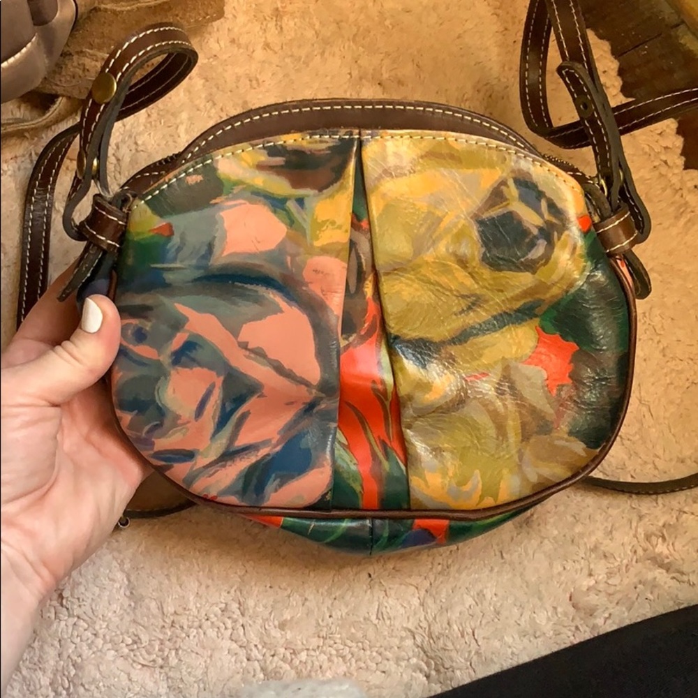 Floral leather crossbody